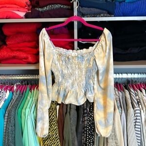 Lelis Collection blue/tan tie dye long sleeve top size M